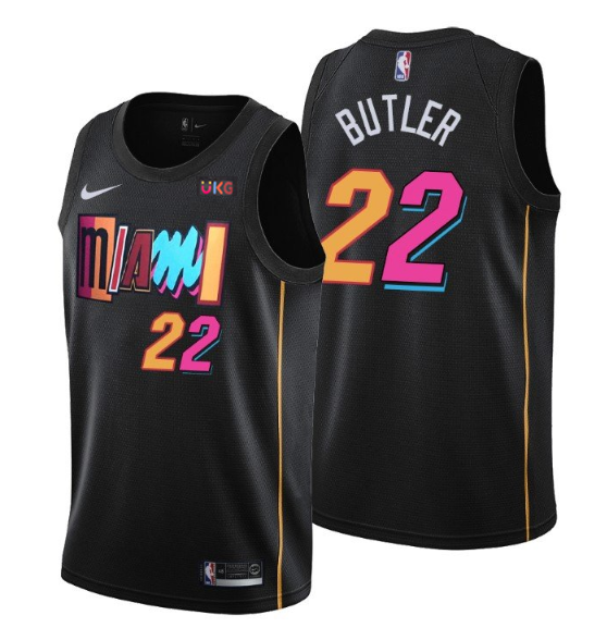 Men's Miami Heat #22 Jimmy Butler Black 2021/2022 City Edition Stitched Jersey